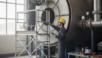 Boise, ID plumber repairing a boiler for a home heating service call