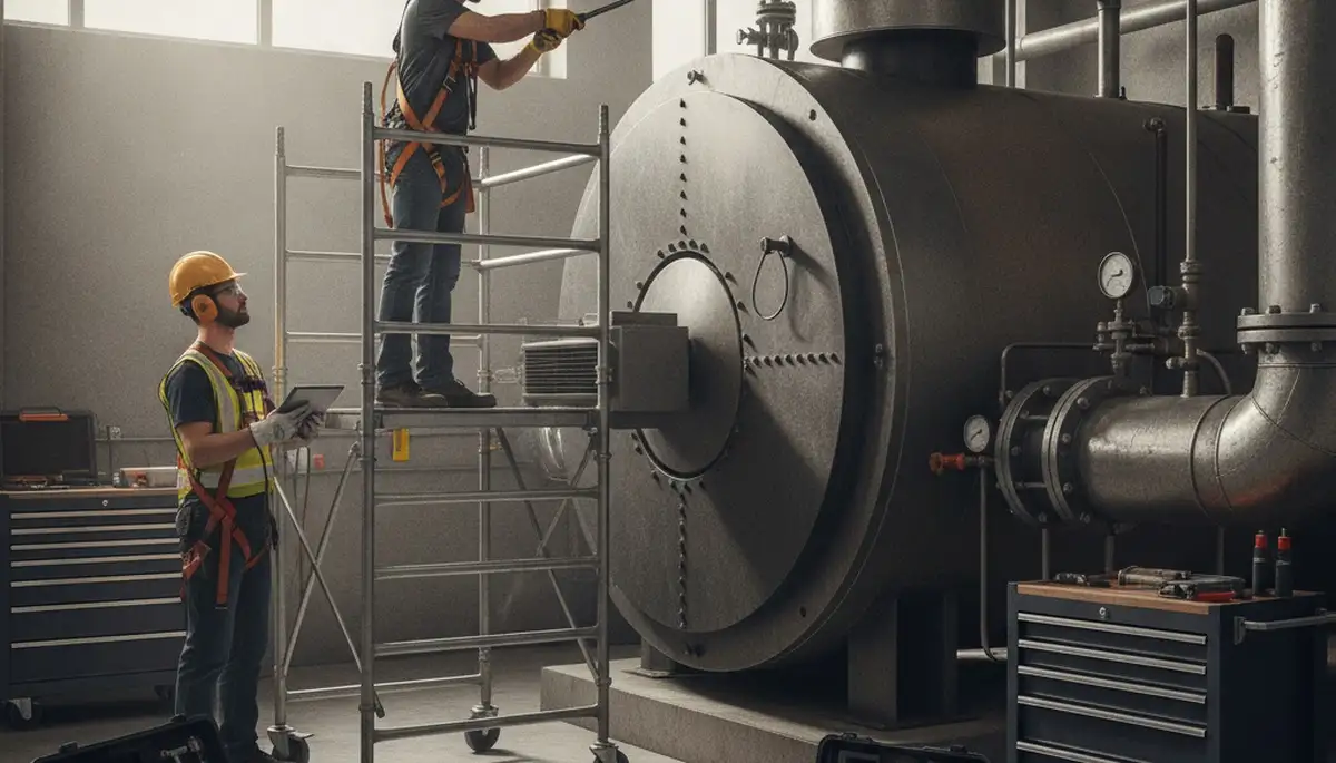 Boise, ID boiler repair technician servicing a home heating system
