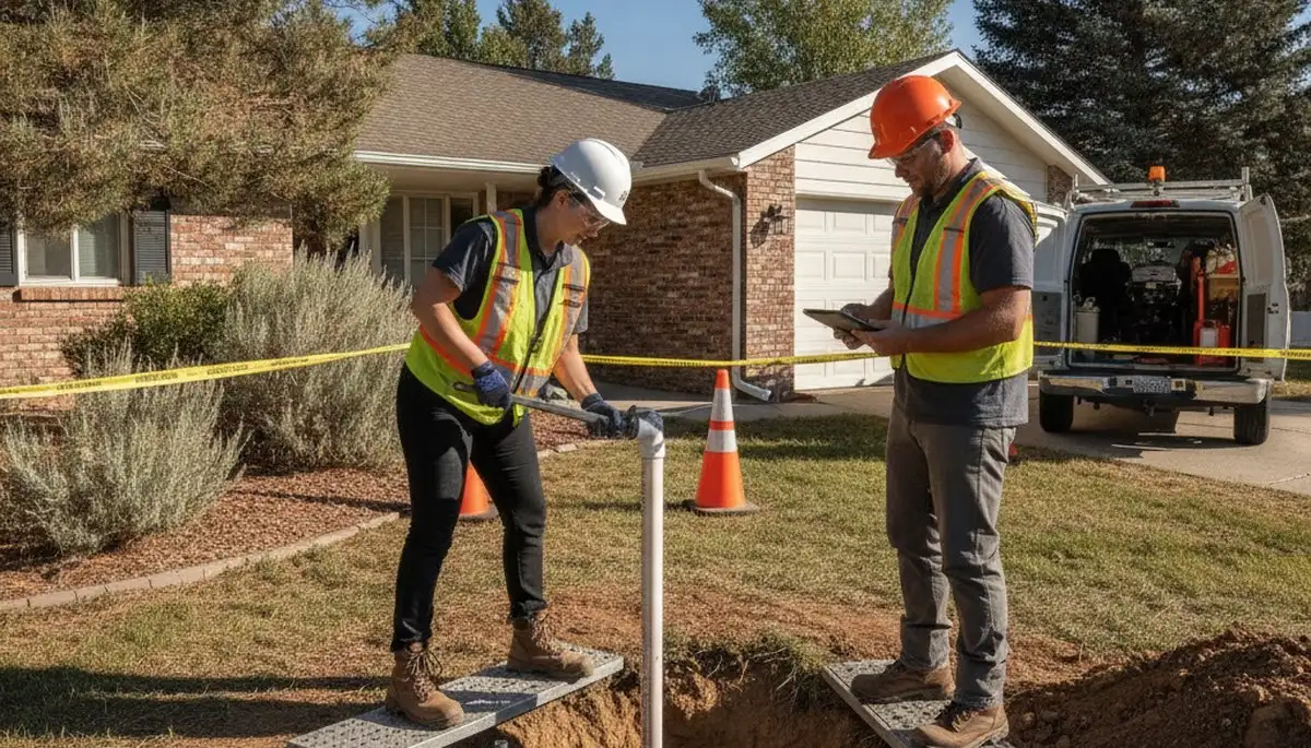 Boise, ID plumbing repair team inspecting pipes for residential leak service