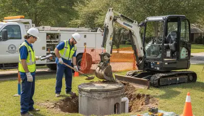 Boise, ID plumber inspecting septic repair system for reliable home service