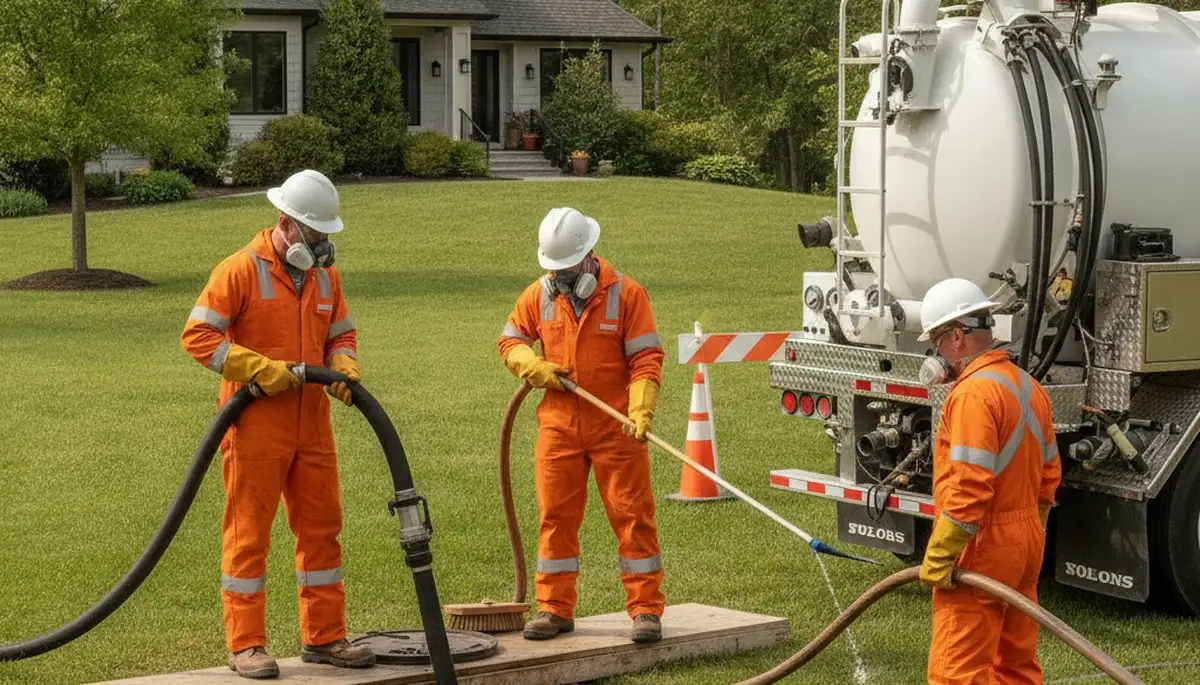 Boise, ID plumber cleaning a septic tank for home plumbing maintenance