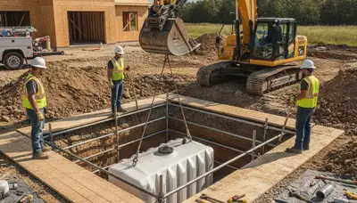 Boise, ID plumbers installing a septic tank for a home site prep and plumbing repair service