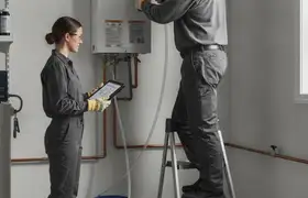 Boise, ID plumber installing tankless water heater for efficient home hot water service