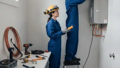 Tankless water heater installation by Boise, ID plumbers for efficient home hot water service