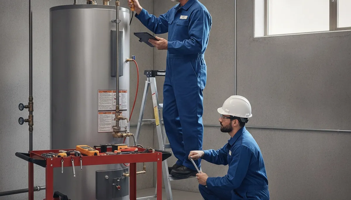 Boise, ID plumber repairing a water heater for a local home service call