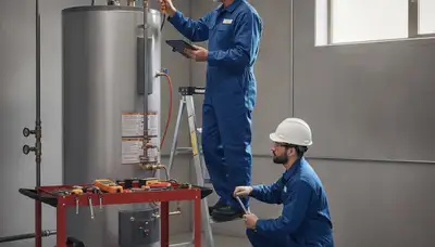 Boise, ID plumber repairing a water heater for a local home service call